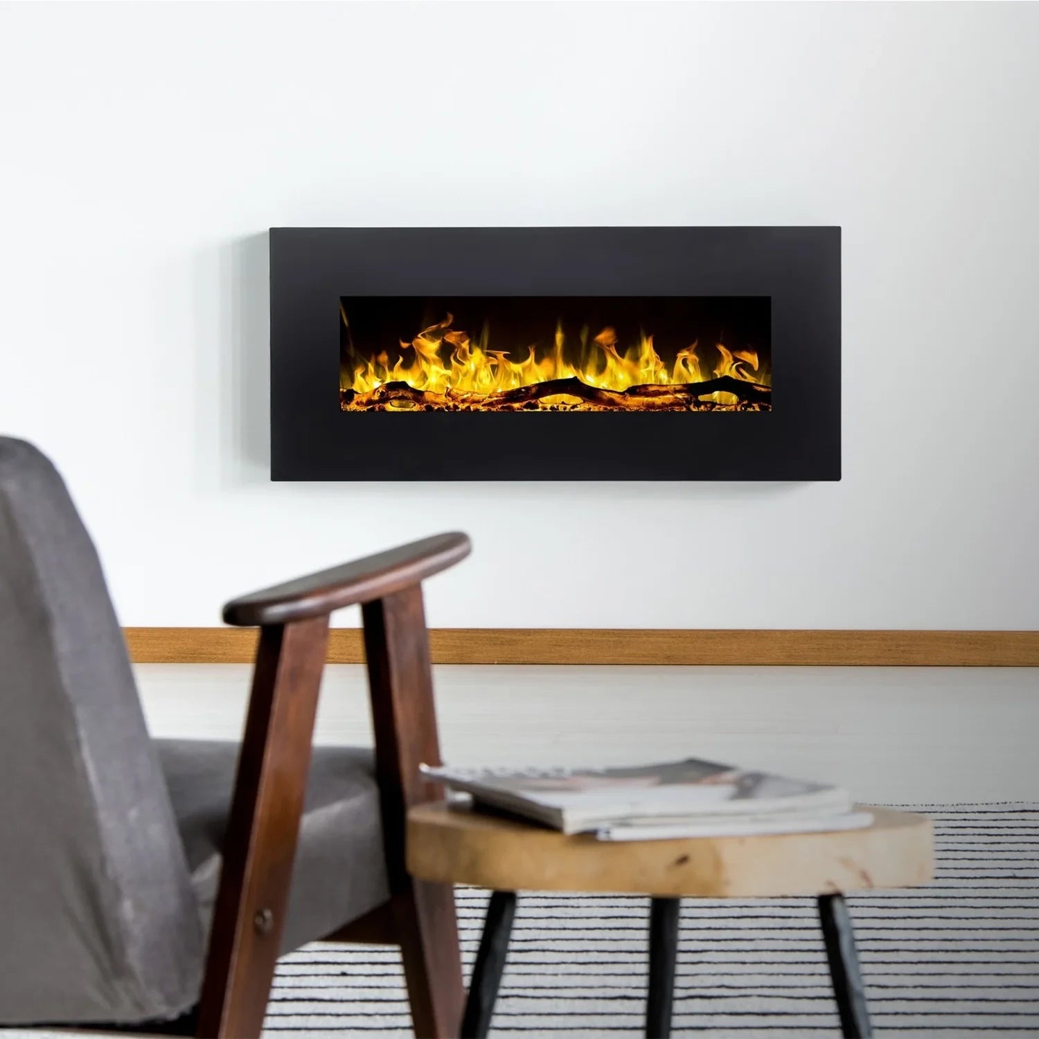 Lareira Elétrica de Parede Albion 110 cm – Sem Aquecimento