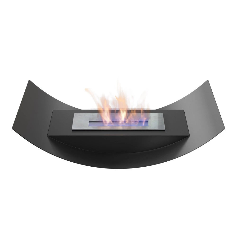 Curved bio fireplace for table