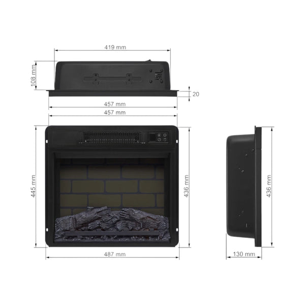 ArtiFlame AF18B - 18" Inserto de Lareira Elétrica Embutida