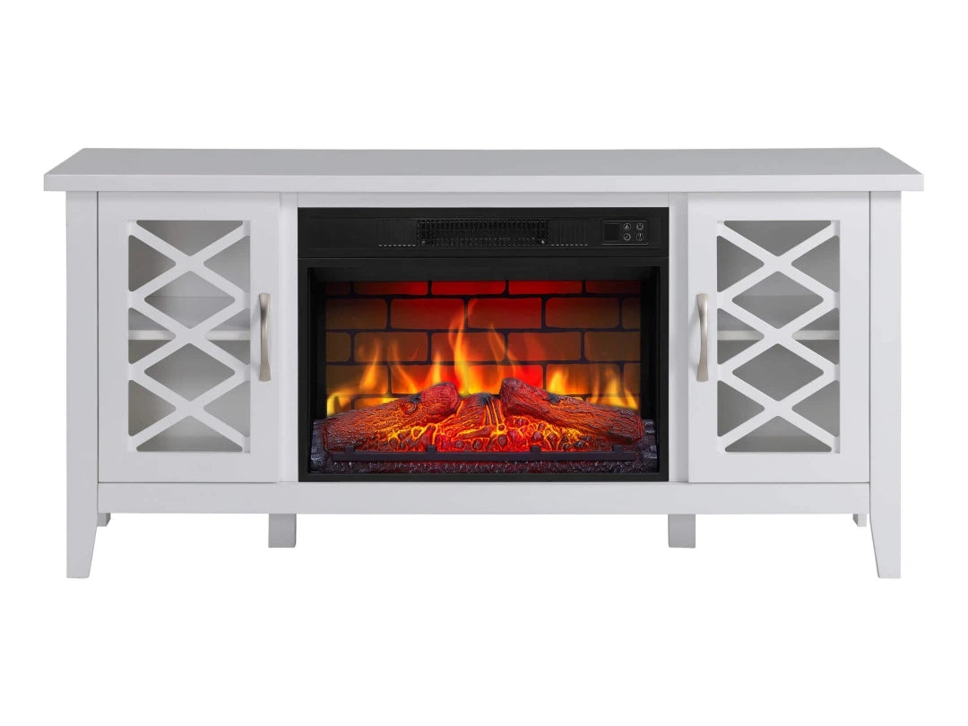 Odessa Electric Fireplace - White Media Mantel