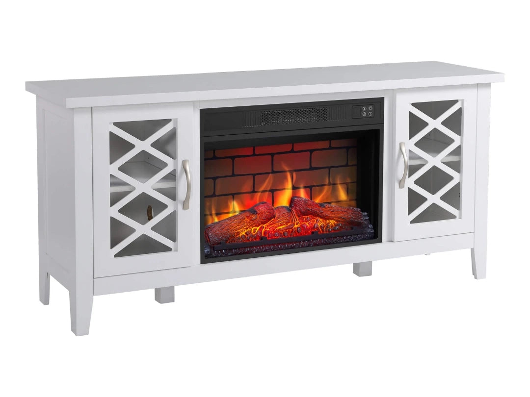 Odessa Electric Fireplace - White Media Mantel