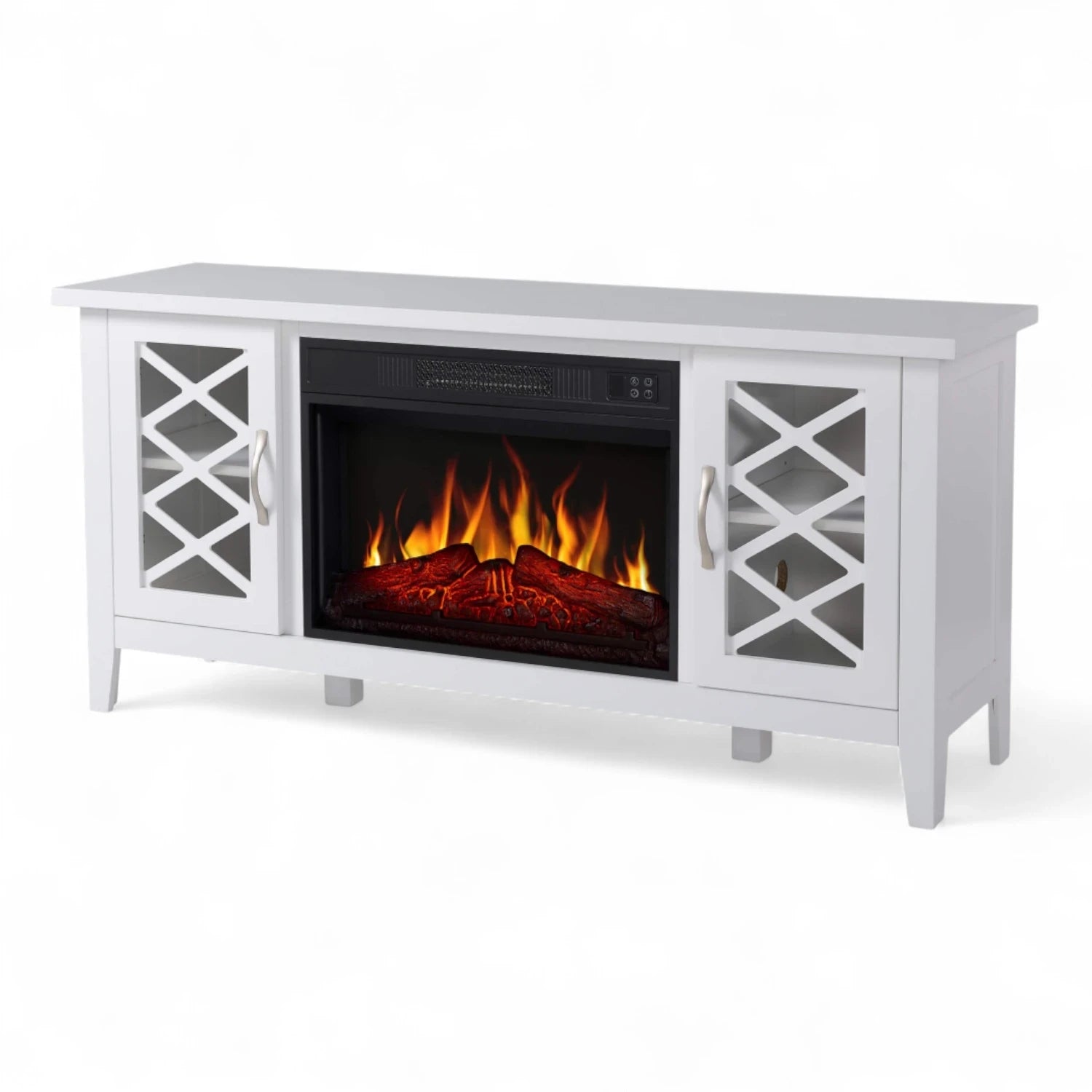 Odessa Electric Fireplace - White Media Mantel
