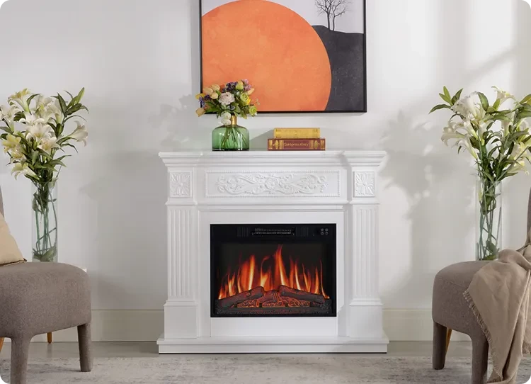 conjunto de lareira elétrica Artiflame em branco