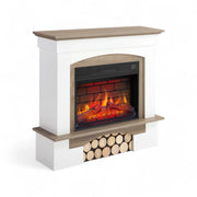 Woodley Electric Fireplace - White/Grey Oak Mantel