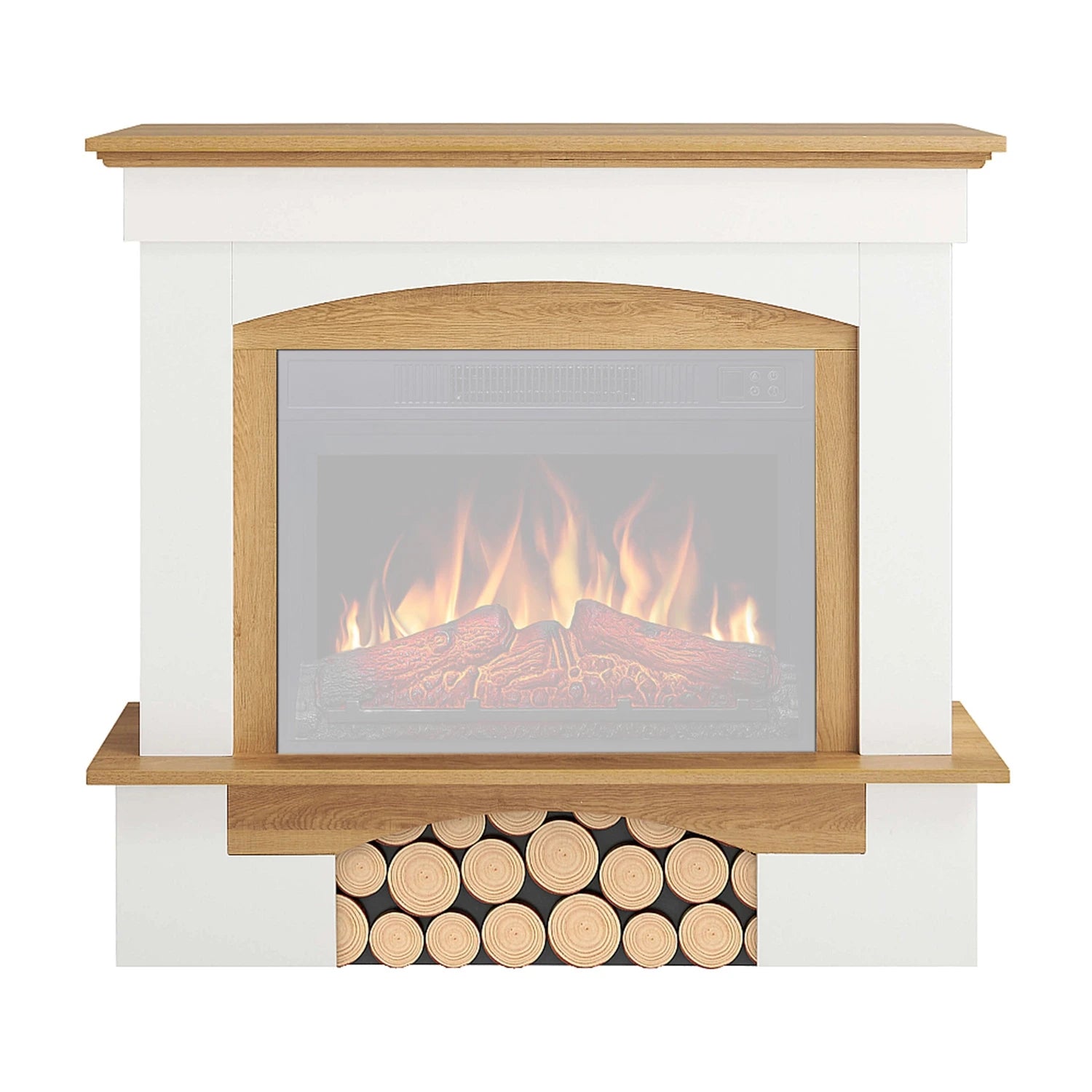 Moldura de Lareira Woodley – Branco / Carvalho Natural (Só Estrutura)