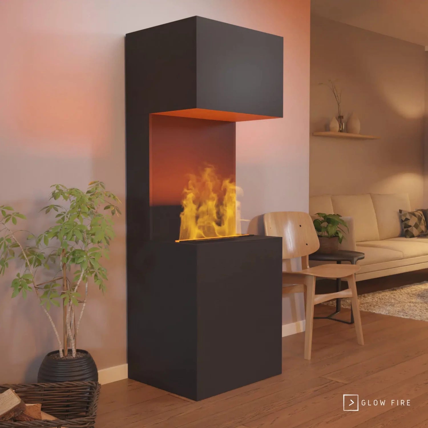 Beethoven Black - OMC 600 | Freestanding Water Vapour Fireplace