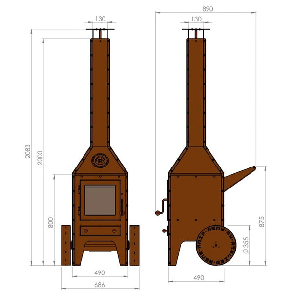 Bijuga Corten Steel Garden Fireplace