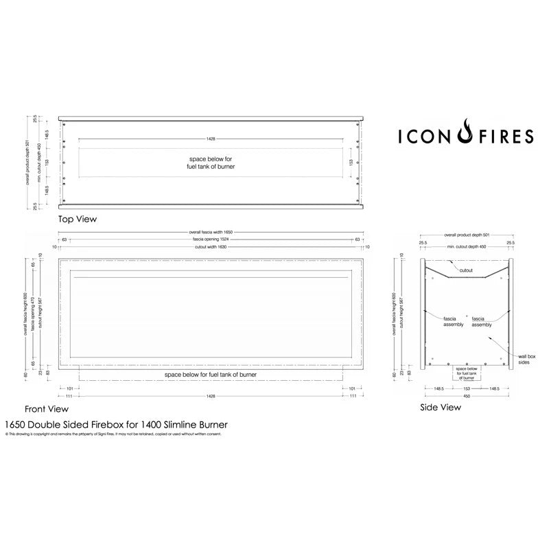 Icon Slimline Firebox FBDS1650 Black