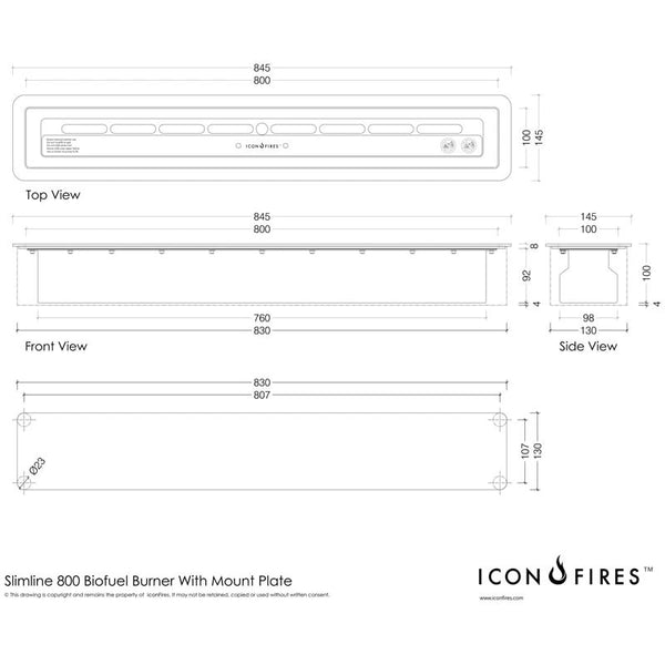 Icon Slimline Queimador de Bioetanol - 80 cm