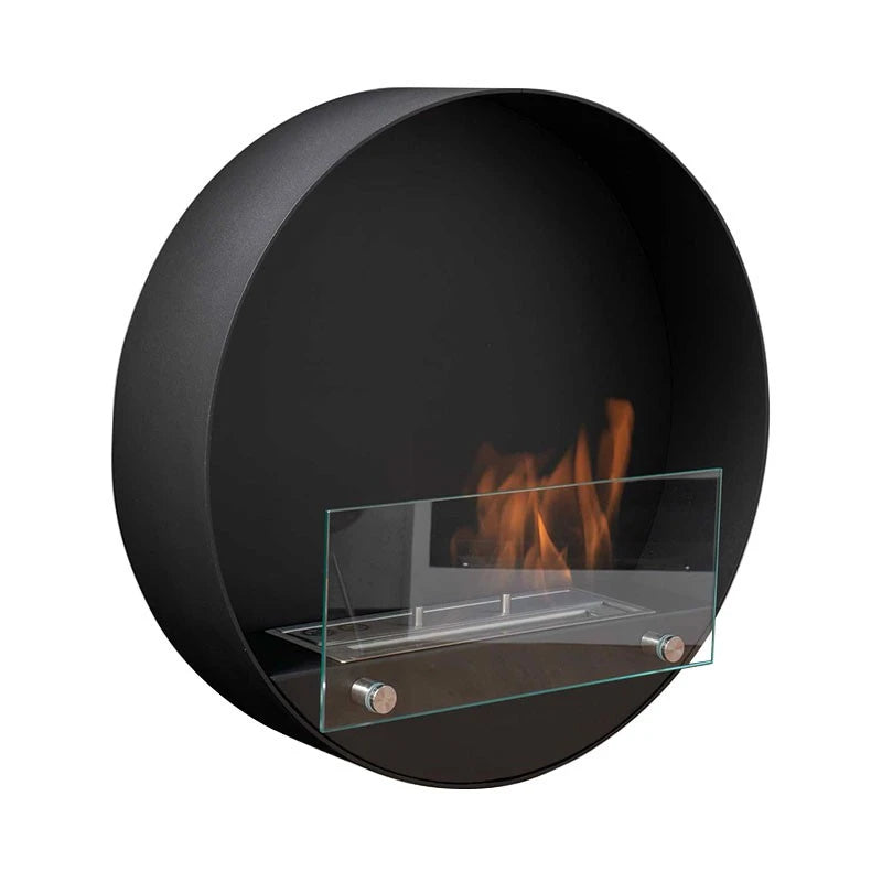 Round bio fireplace for wall mounting