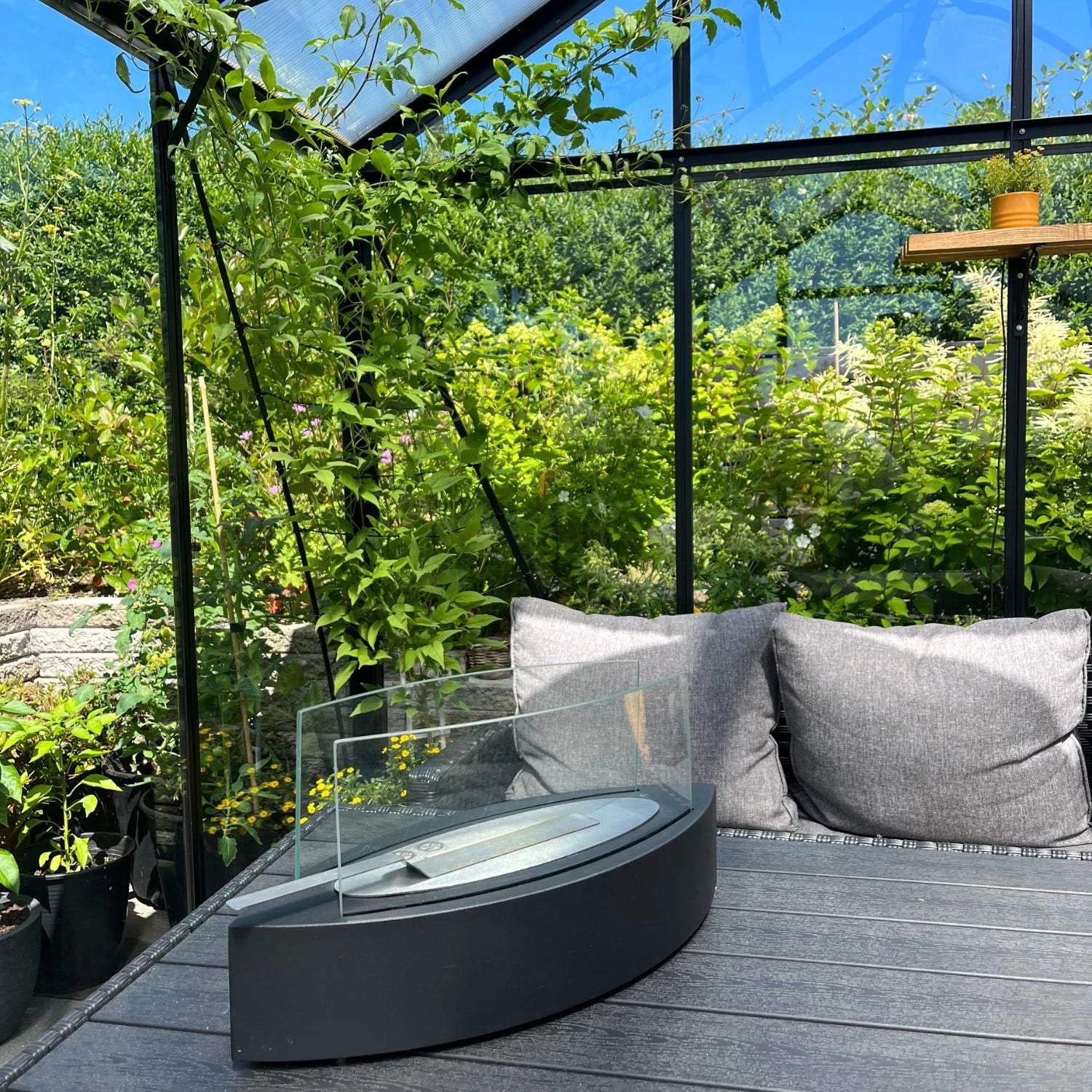 Lareira a Bioetanol de Mesa em Forma Oval - Preto
