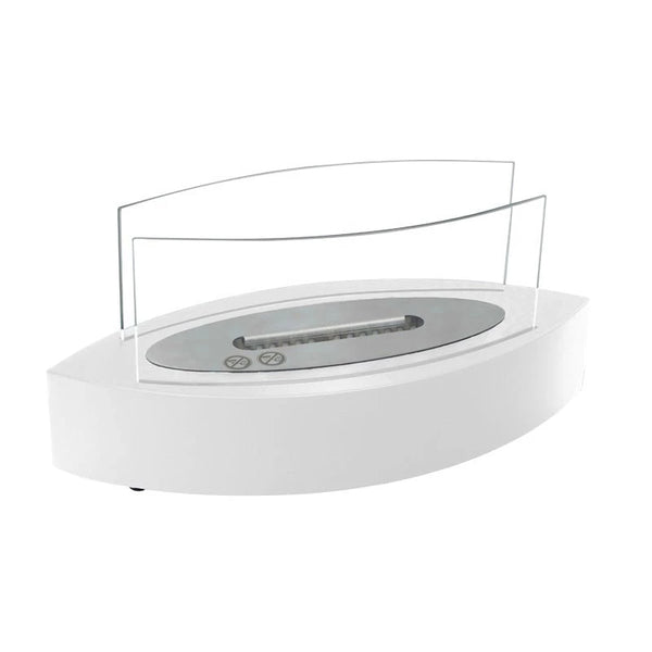 Lareira a Bioetanol de Mesa em Forma Oval - Branco
