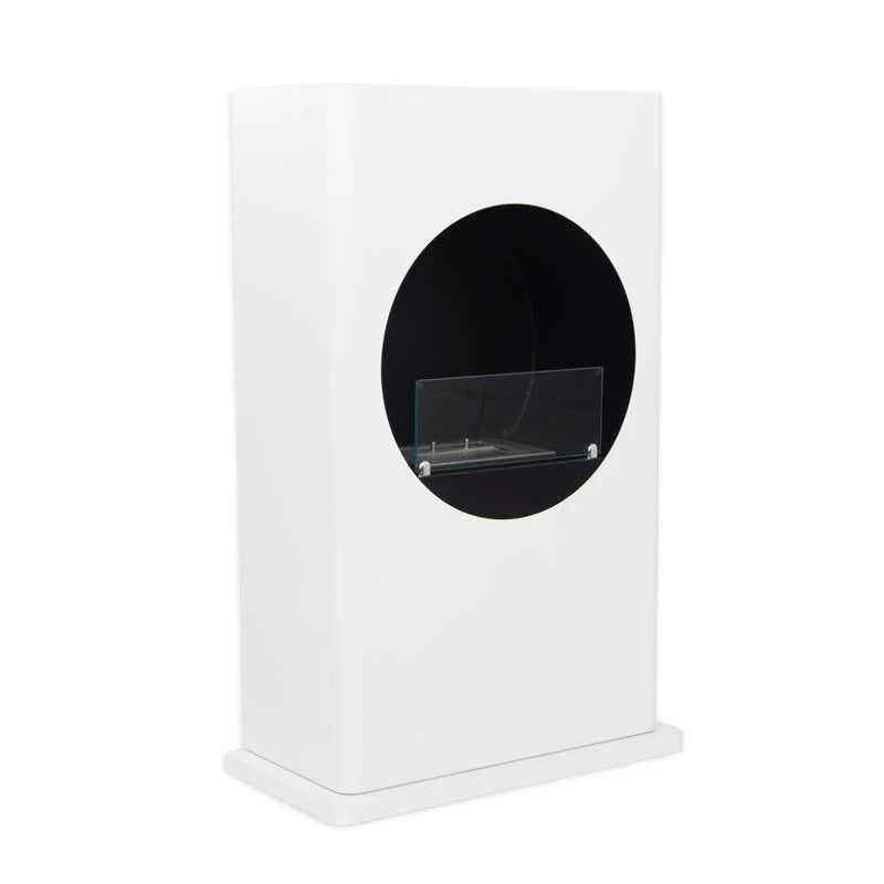 White Bioethanol Fireplace with Round Cutout