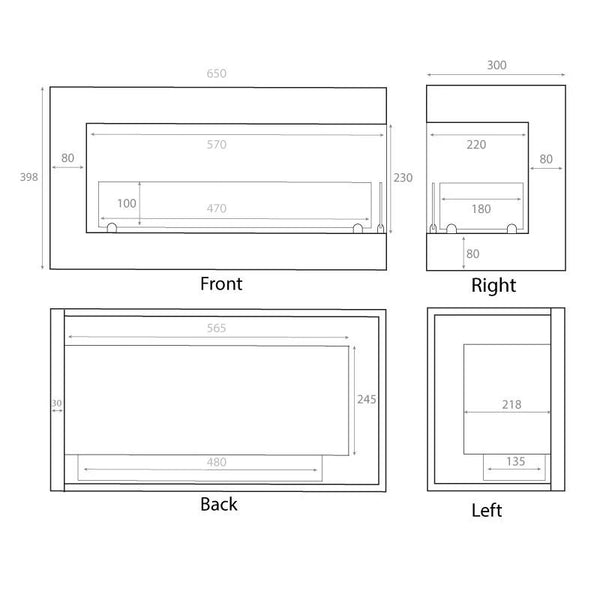 Corner Fireplace 65 cm - Right