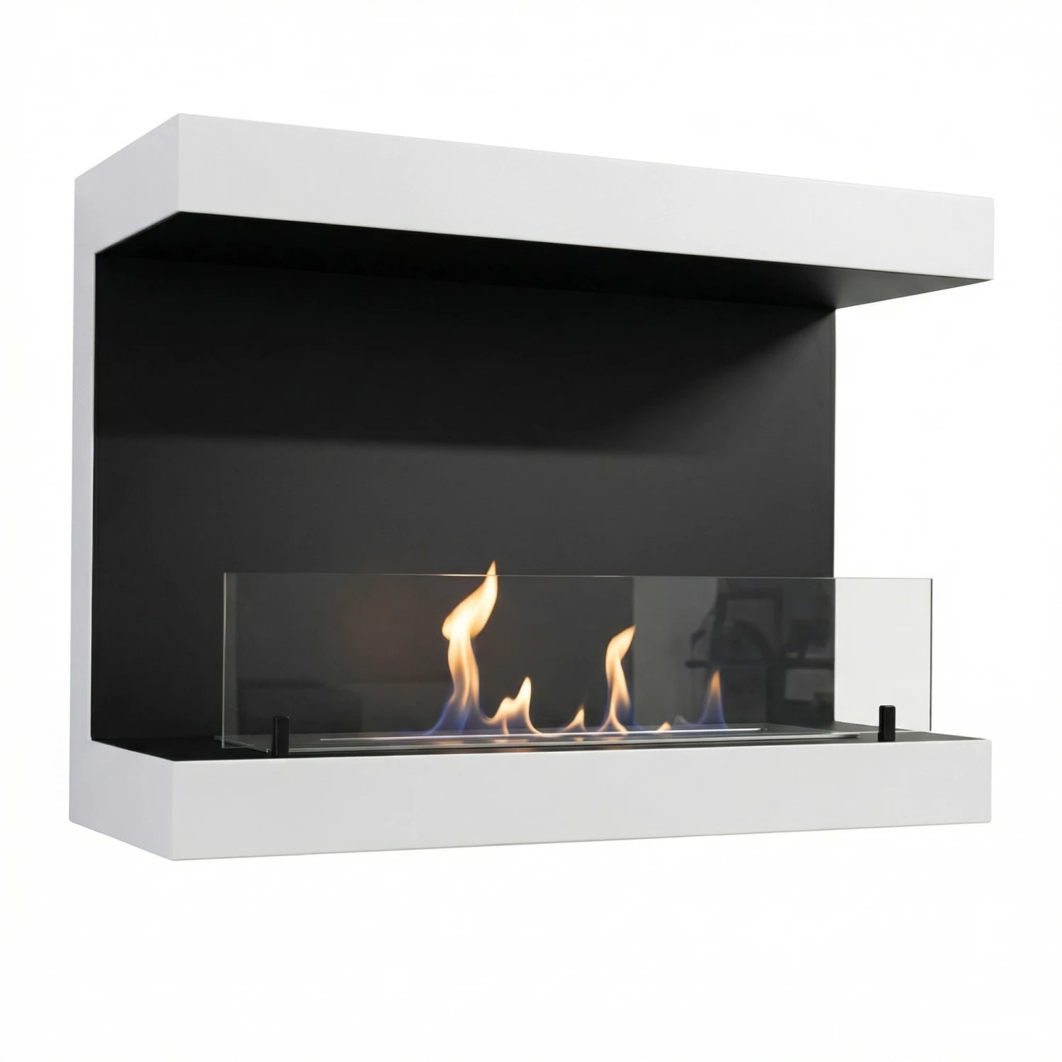 Dakota - Lareira de Parede de 80 cm com 3 Lados - Branco