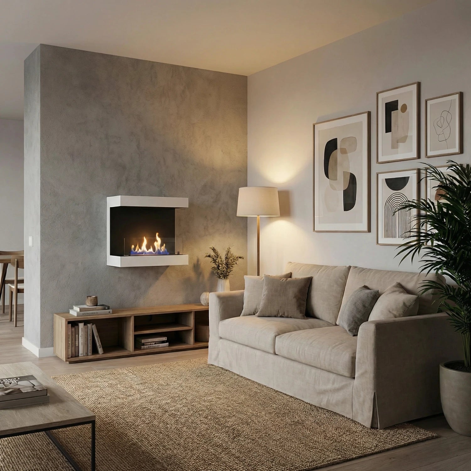 Dakota - Lareira de Parede de 80 cm com 3 Lados - Branco