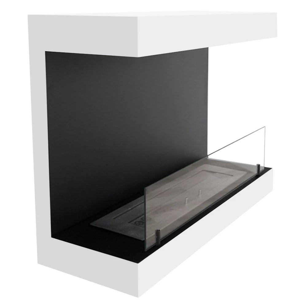 Dakota - Lareira de Parede de 80 cm com 3 Lados - Branco