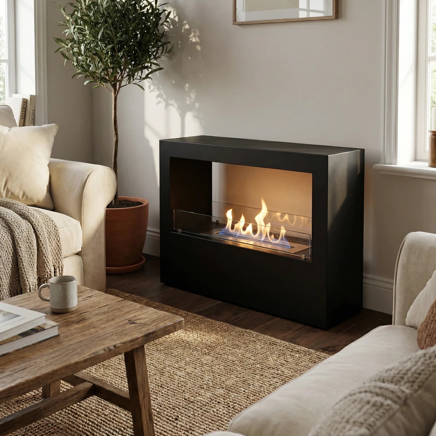 Lansing L - Black Freestanding Bioethanol Fireplace