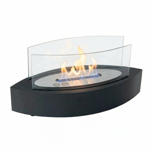 Lareira a Bioetanol de Mesa em Forma Oval - Preto