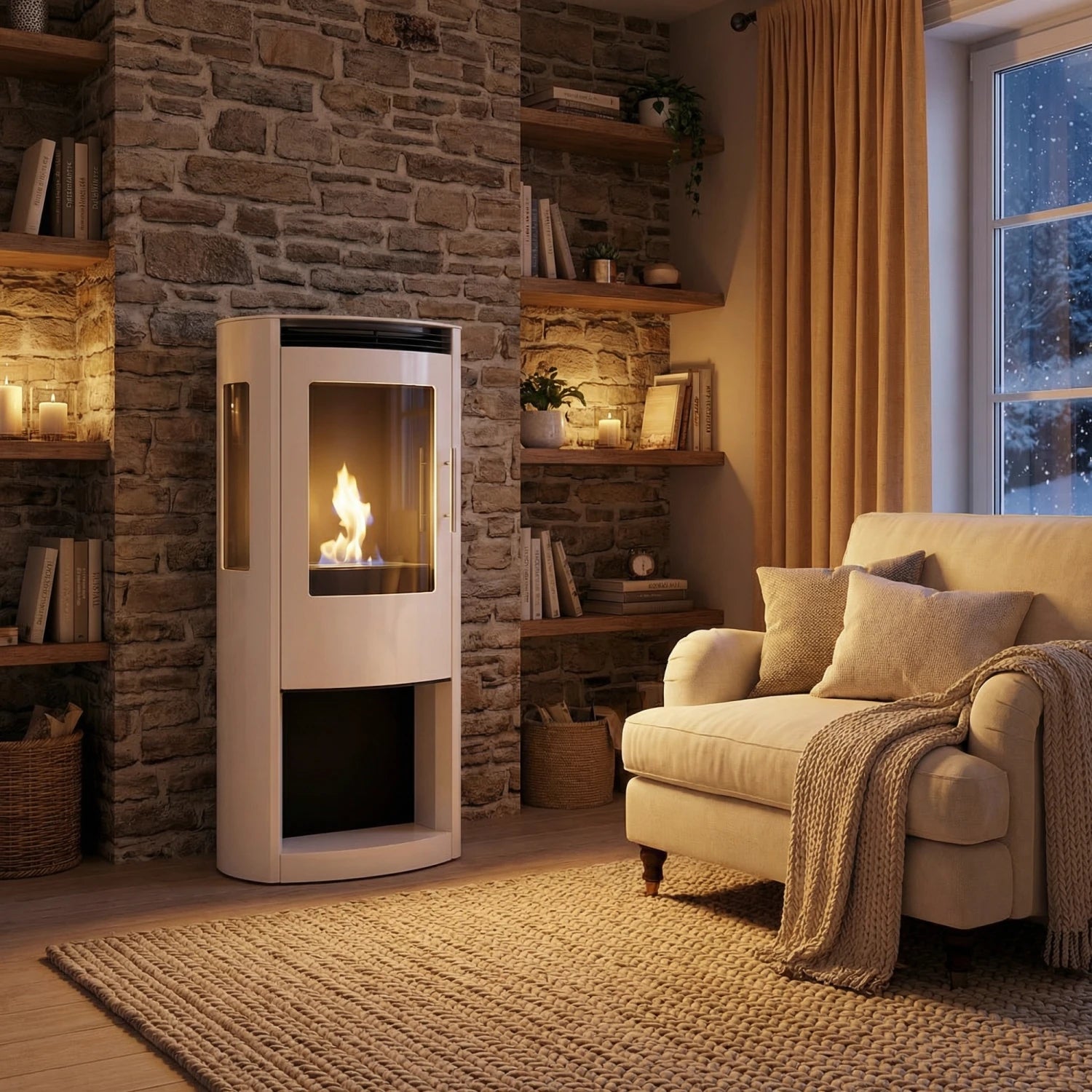 Lincoln - Bioethanol Wood-burning stove - White