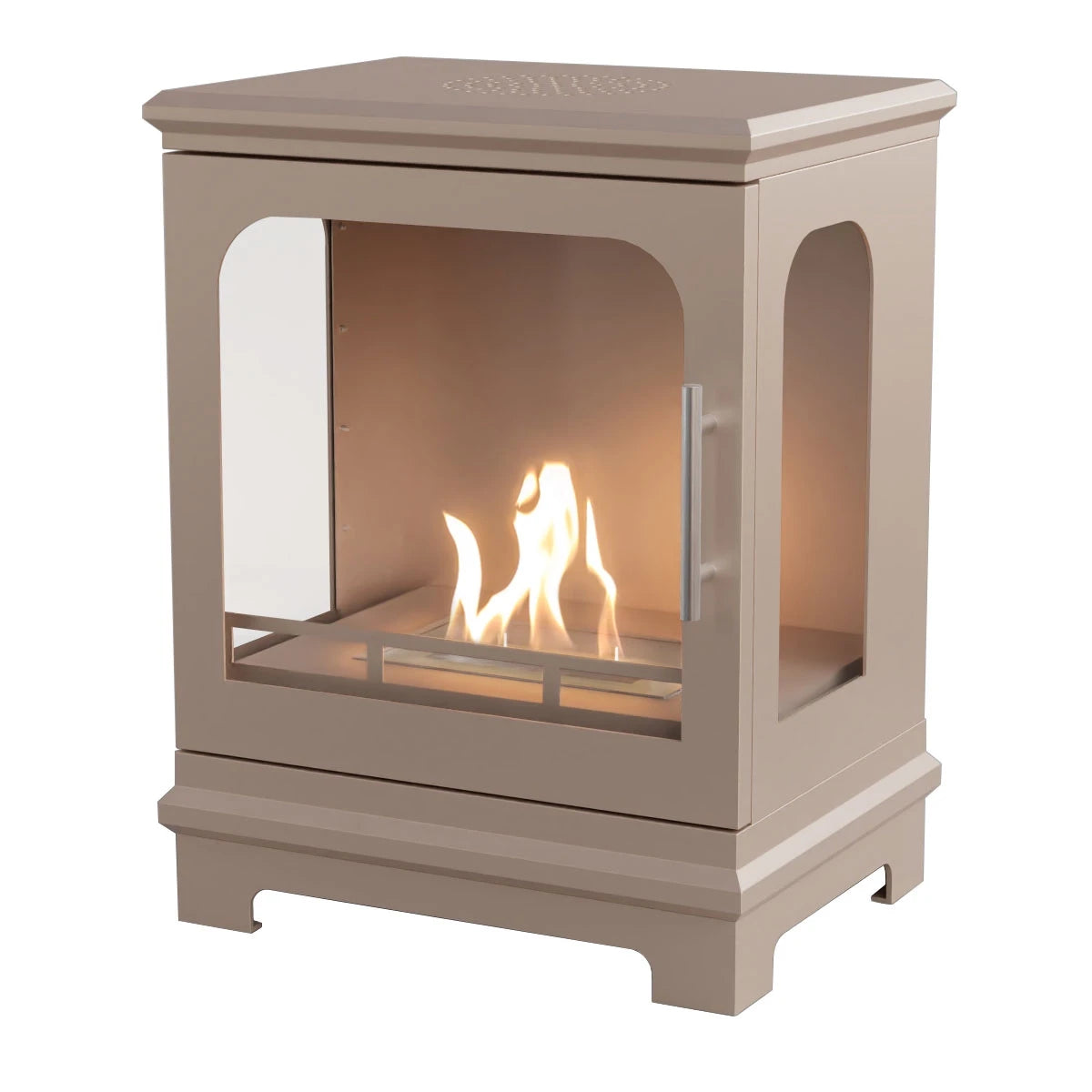 ScandiFlames Honolulu – Freestanding bioethanol fireplace in wood burning stove design with grey beige finish