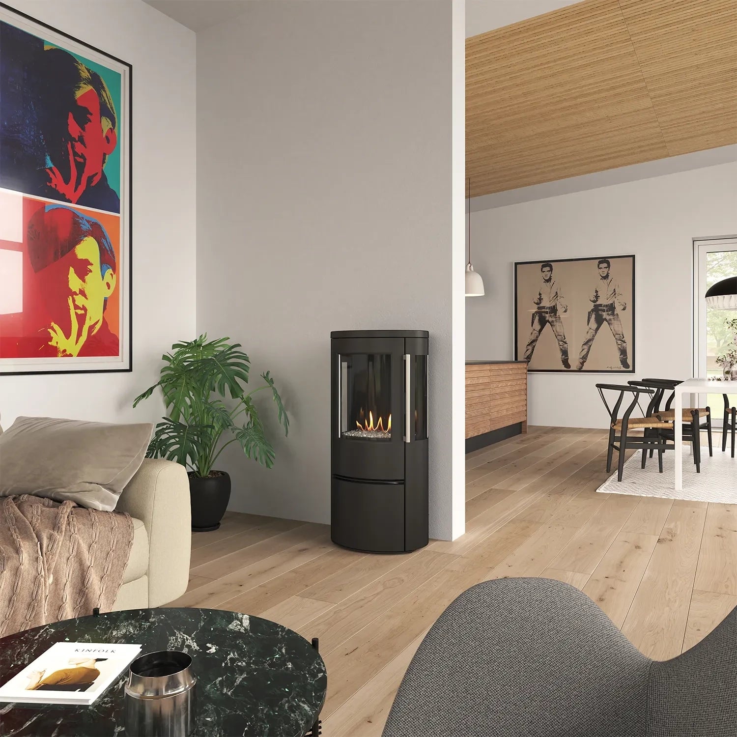 TermaTech Biotronic 23RG Automatic Bioethanol Fireplace with Panorama flame-view
