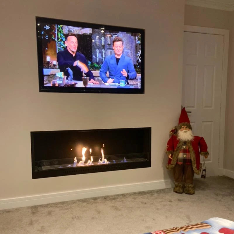 140 cm Black Built-in Bioethanol Fireplace