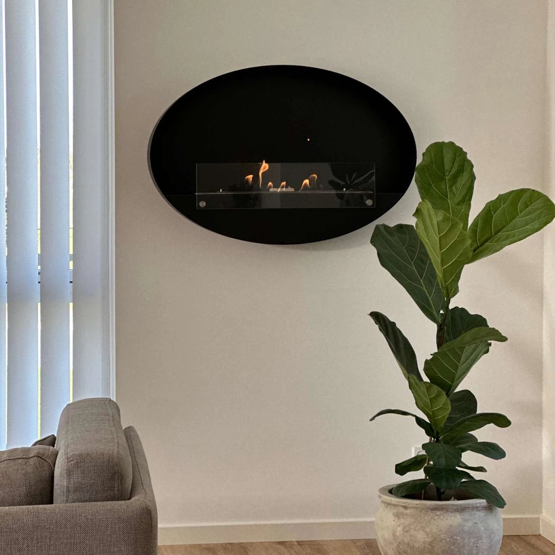 Maryland - Oval Wall Hanging Slim Fireplace