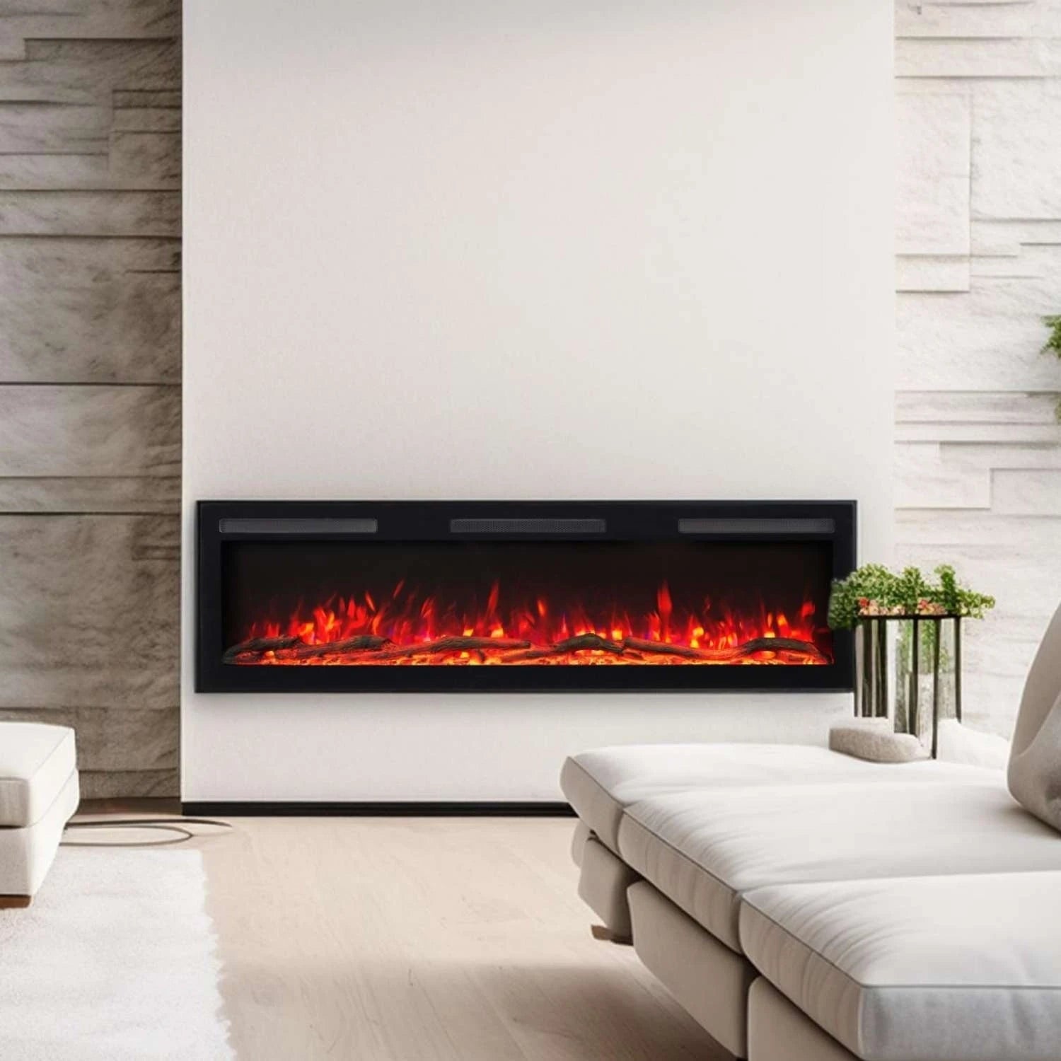 lareira elétrica LED preta