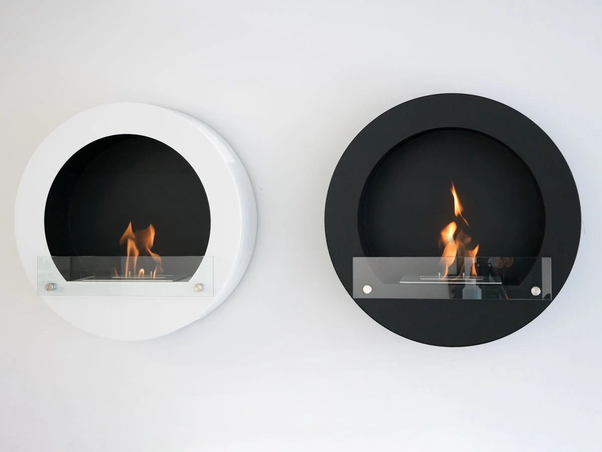White Round Wall Mounted Bioethanol Fireplace