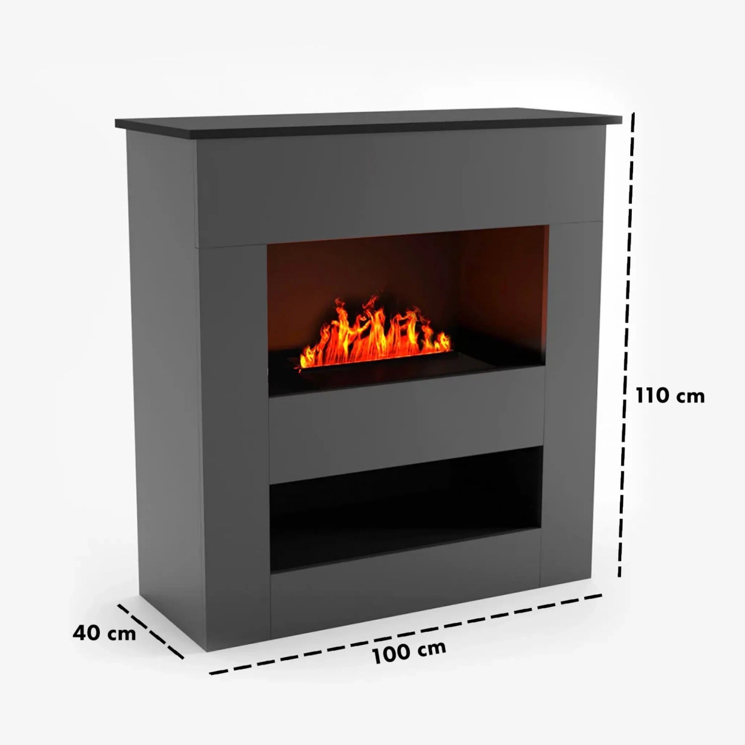 Brecht Grey - OMC 600 Electric Fireplace – Realistic Flame, Eco-Friendly Design, Freestanding