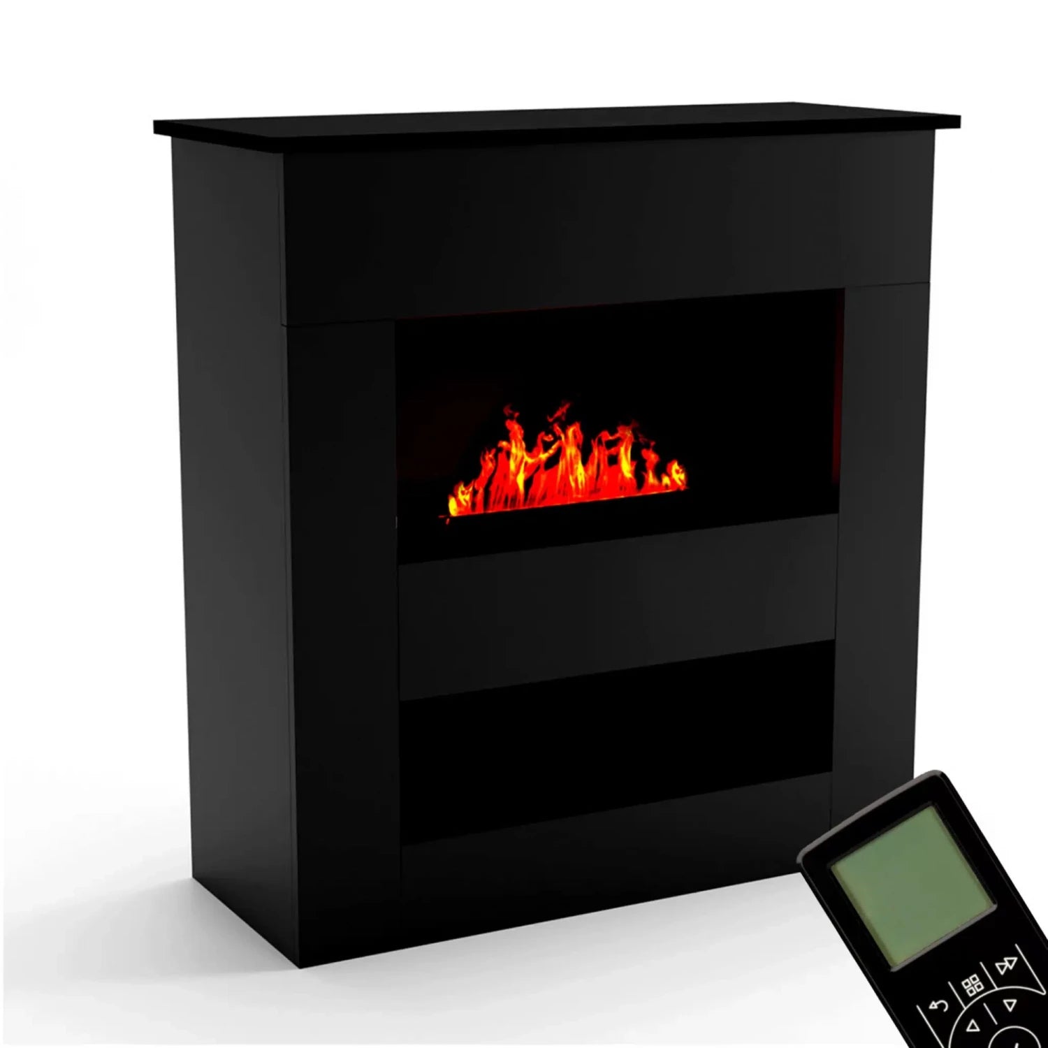 Brecht Electric Fireplace OMC 600 – Black – Realistic Flame, Eco-Friendly Design, Freestanding