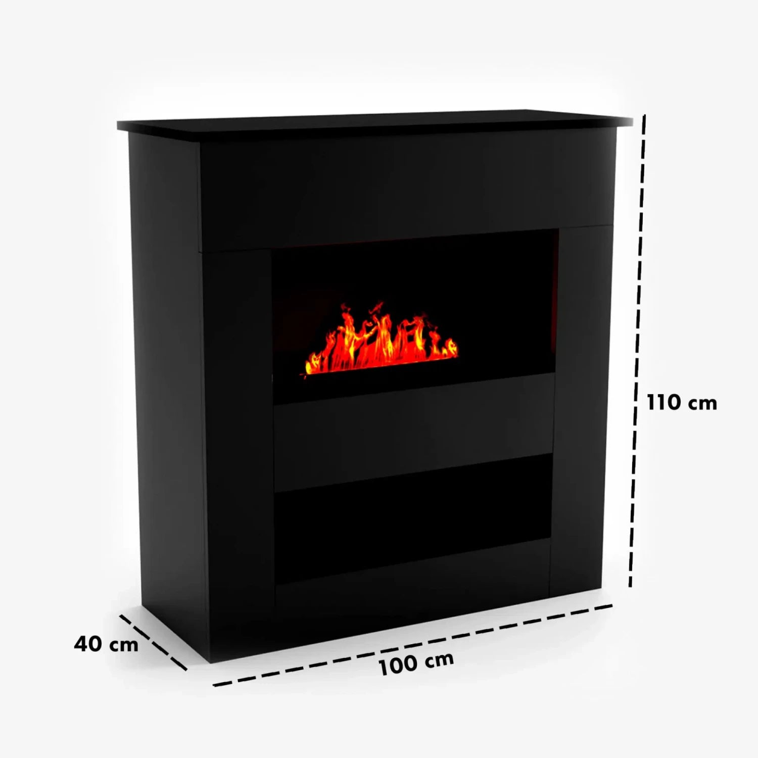 Brecht Electric Fireplace OMC 600 – Black – Realistic Flame, Eco-Friendly Design, Freestanding
