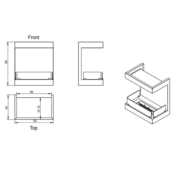 3-Sided Chimney Build-in Bio Fireplace
