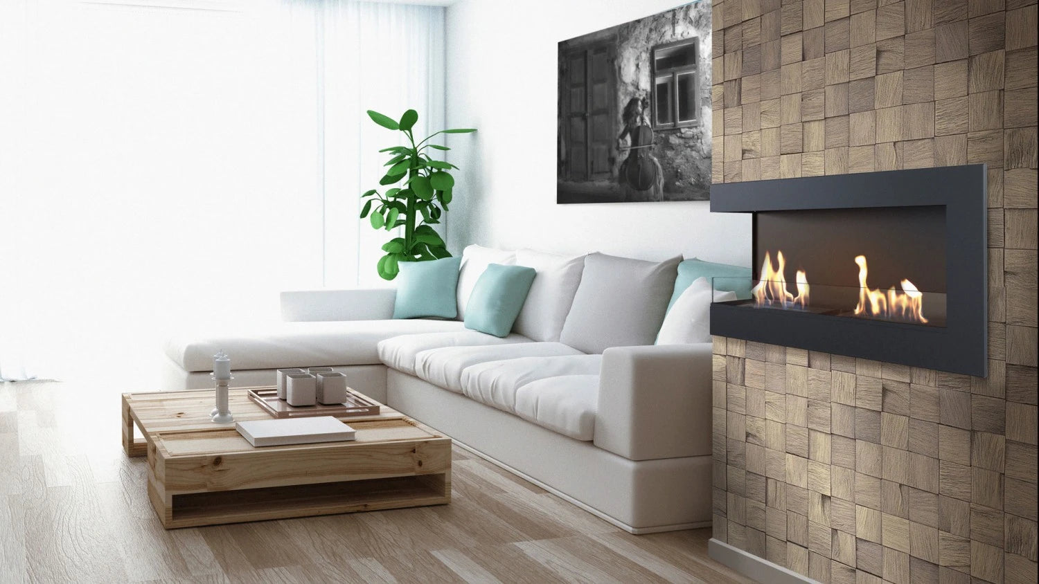 Corner Bio Fireplace 90 cm (Left)