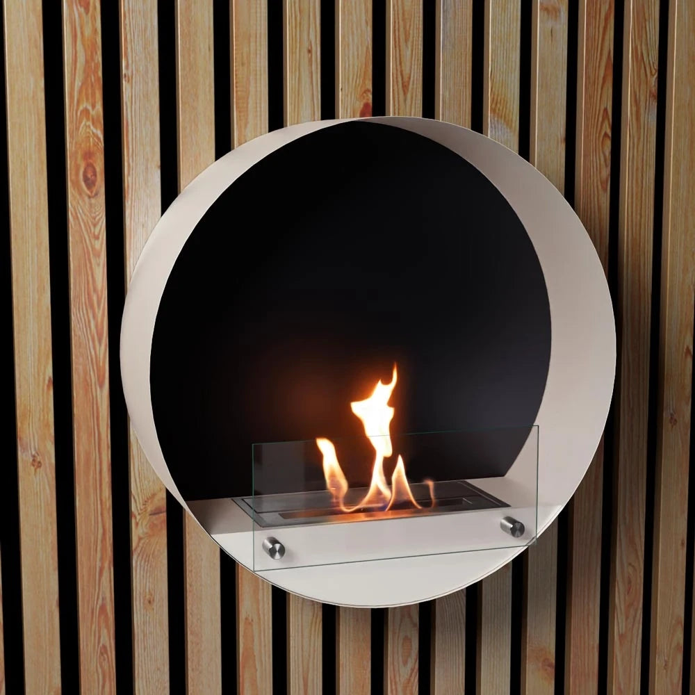 Delaware White - Round Wall Mounted Biofireplace