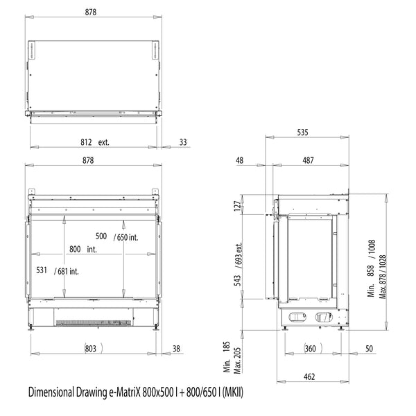 e-MatriX Mood 800-500 I - Water Vapour Fireplace
