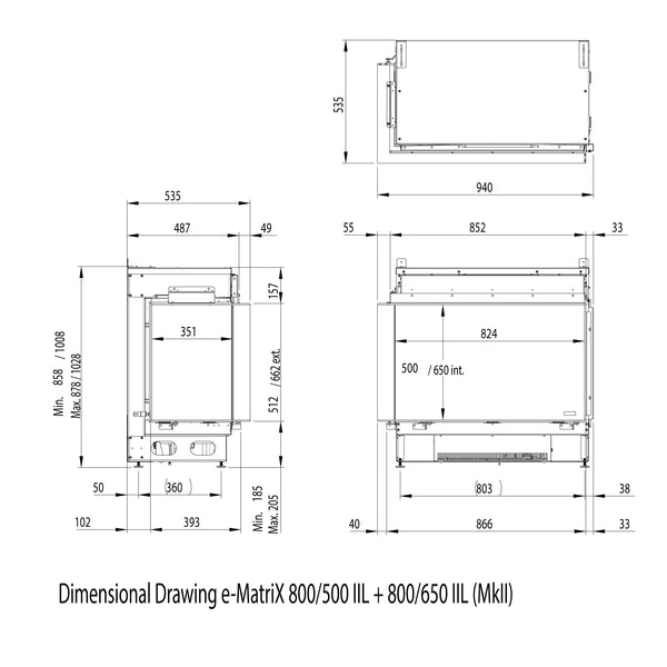 e-MatriX Mood 800-500 II - Water Vapour Fireplace