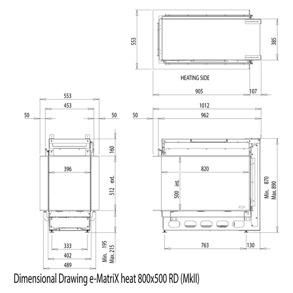 e-MatriX Mood 800-500 RD - Water Vapour Fireplace