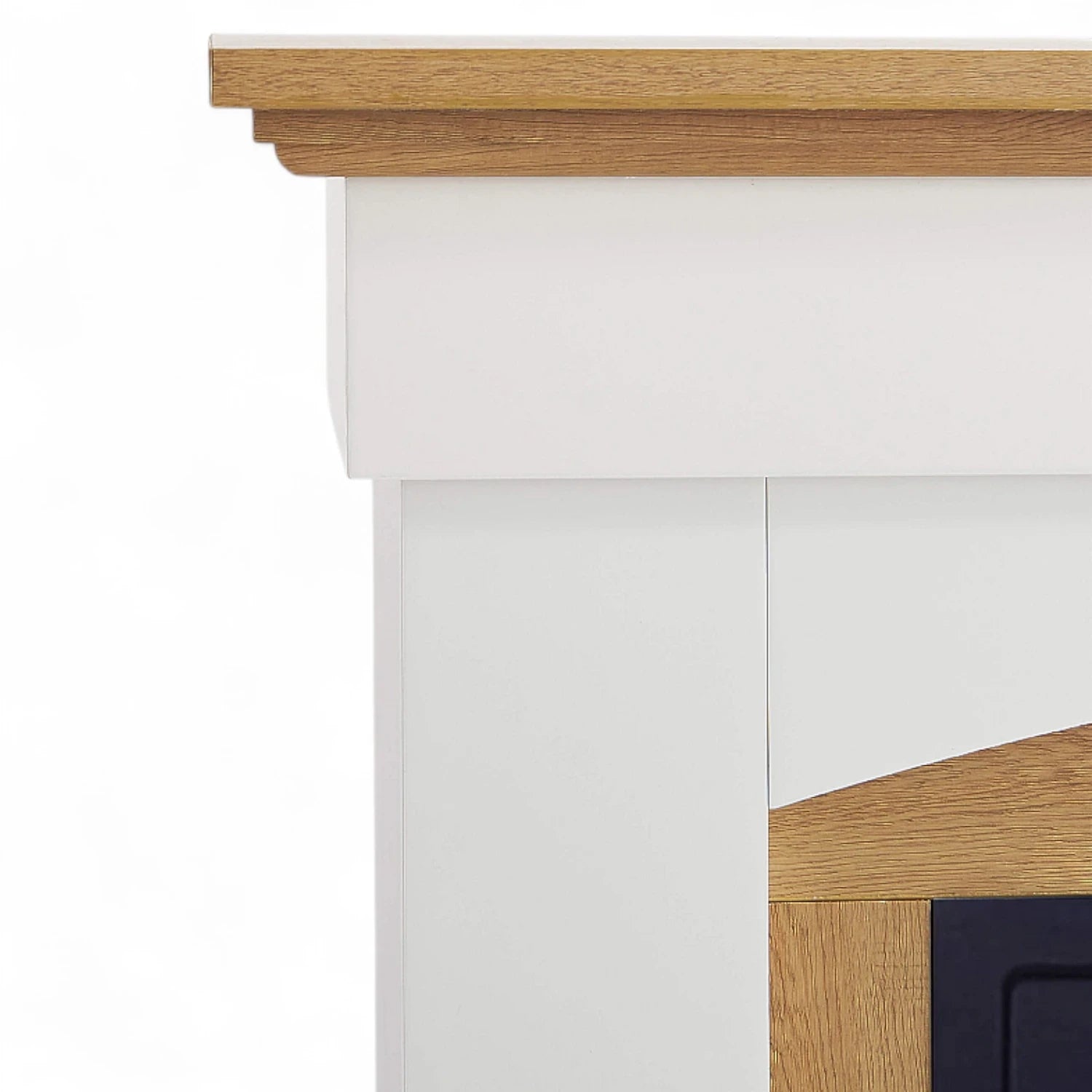 Woodley Electric Fireplace – White/Natural Oak Mantel
