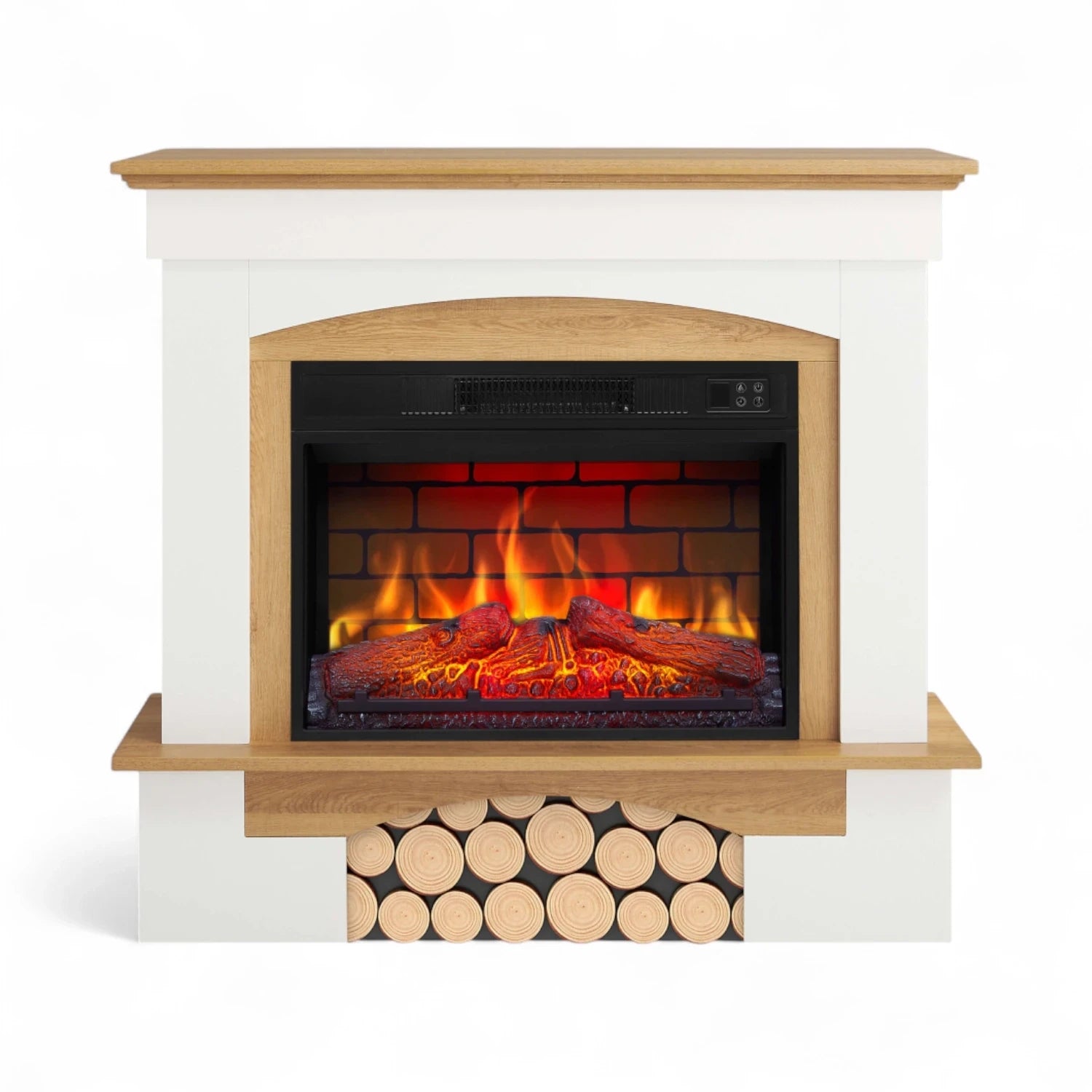 Lareira Elétrica Woodley – Moldura Branco/Carvalho Natural