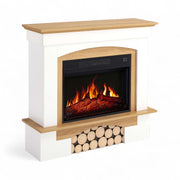 Woodley Electric Fireplace – White/Natural Oak Mantel