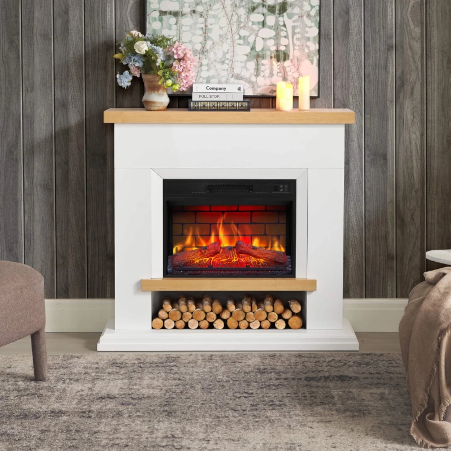 Shelford Freestanding Electric Fireplace - White