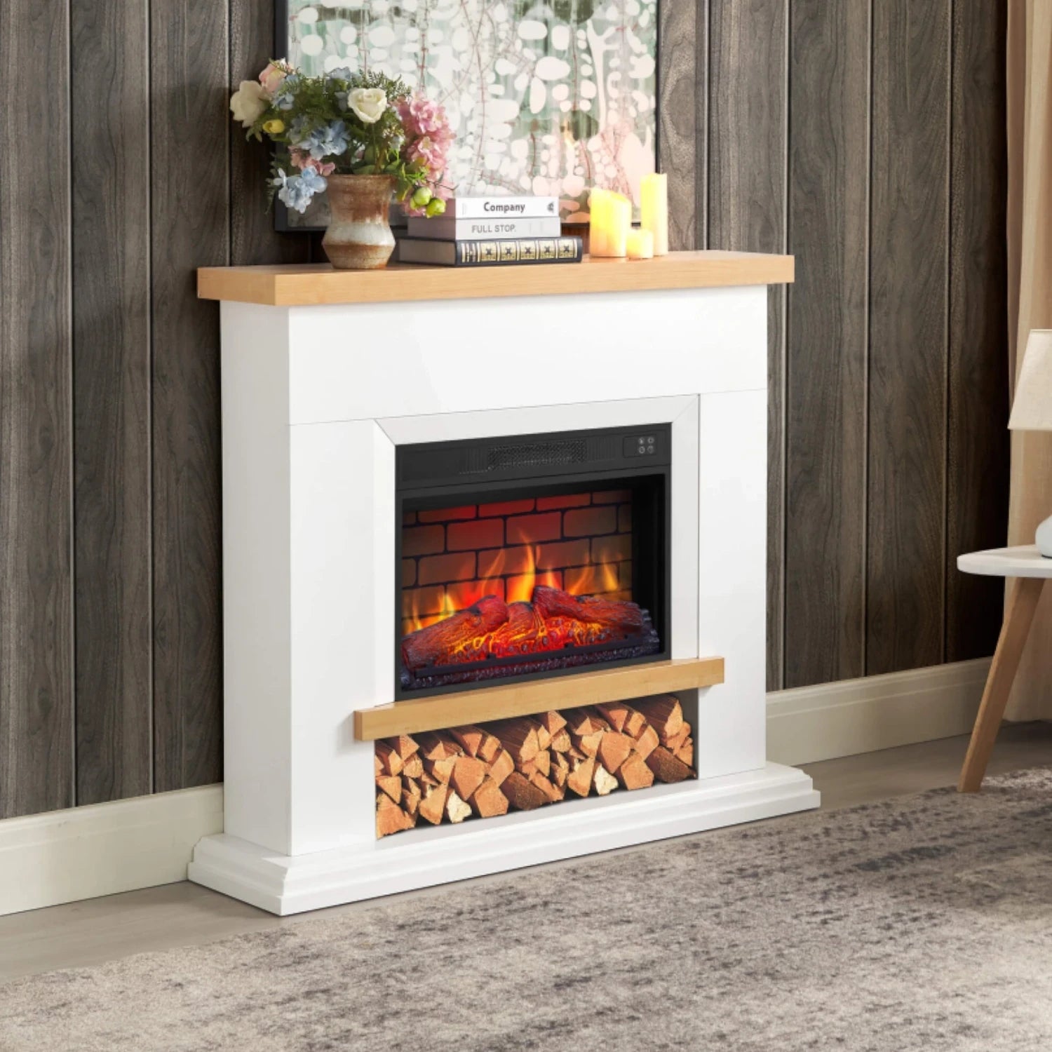 Shelford Freestanding Electric Fireplace - White