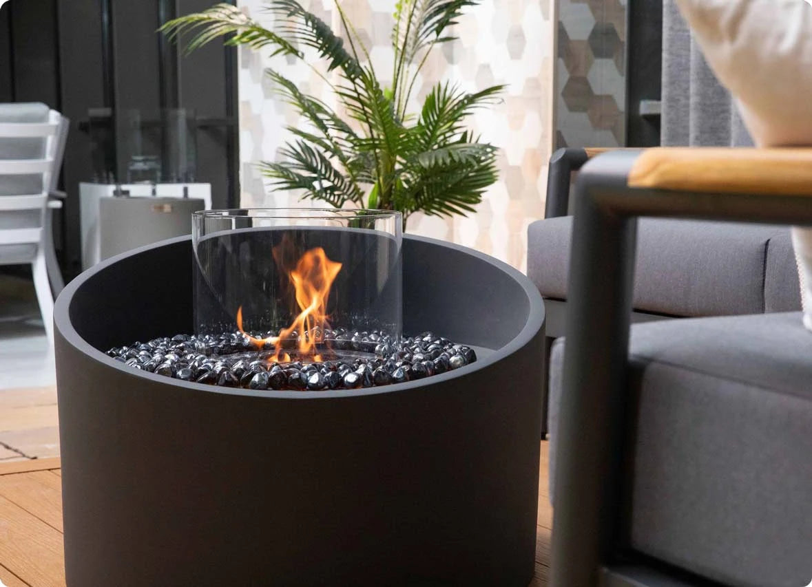 Torre Bioethanol Fire Column in Slate Black