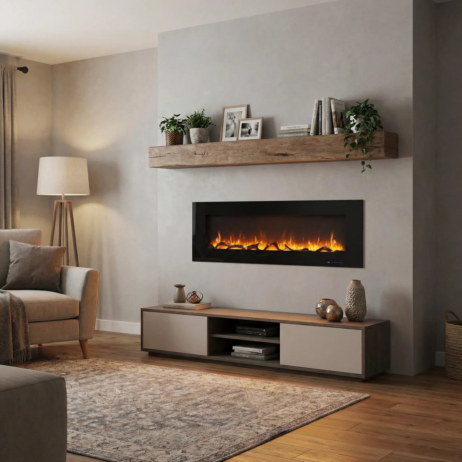 Azurite 182 cm - Wall-mounted electric fireplace from ScandiFlames Electric