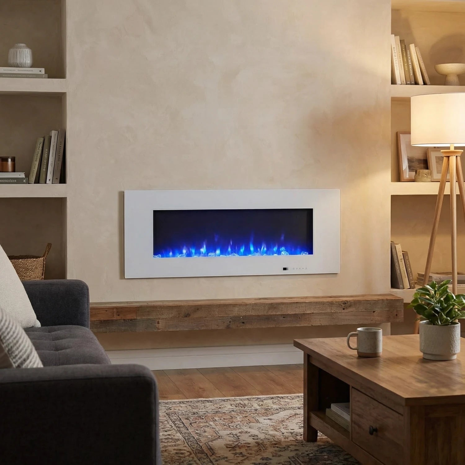 Azurite Electric Fireplace - White - 127 cm