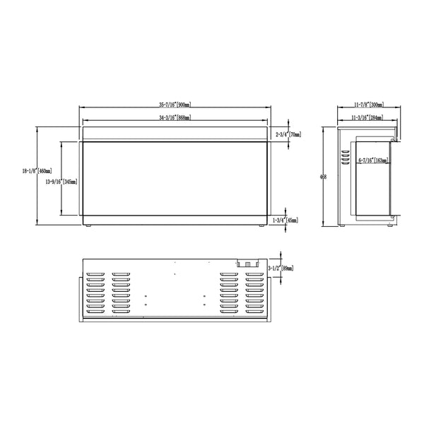Solis 90 Recessed Electric Fireplace