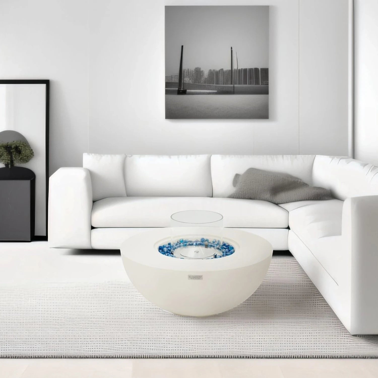 ROCA Bioethanol Fire Pit – Cream White