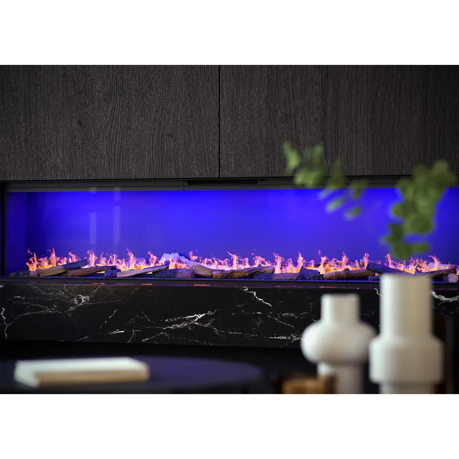 Faber e-SliM Linear 1700-450 I one-sided built-in water vapours fireplace
